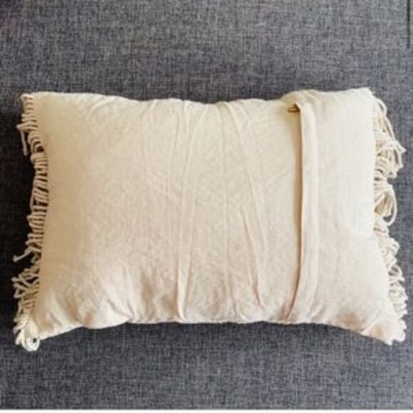 Macrame Fringe Lumbar Pillow Sham Cover 12” x 18” - Picture 3 of 5